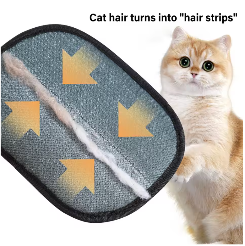 WagMitt surface gathering pet hair into an easy-to-remove strip