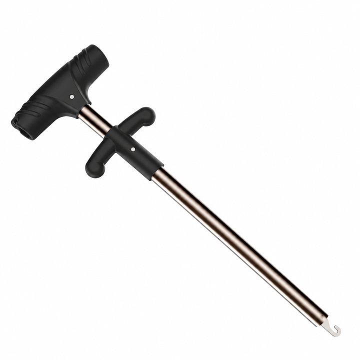 One black T-handle HookiePro fish hook remover