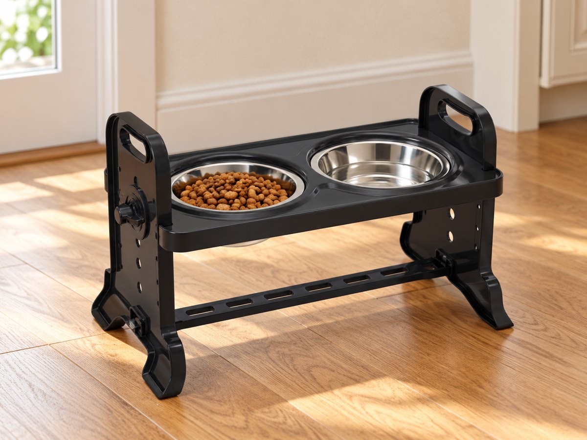 FeederPro rack and bowls shown in a feeding corner